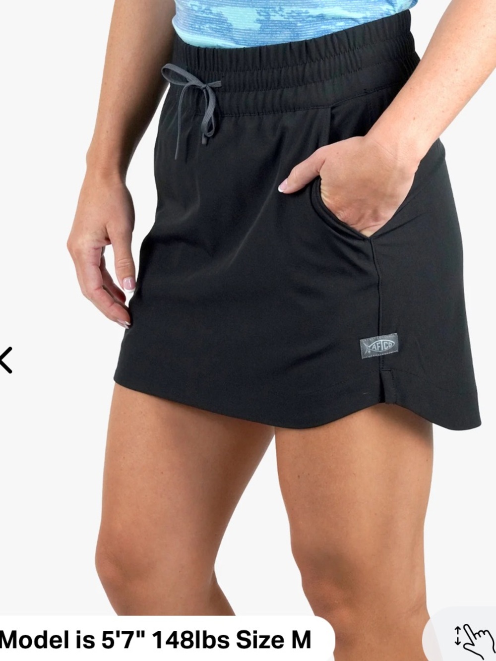 AFTCO Women’s M Black Performance Fishing Strike Skort Drawstring Athletic